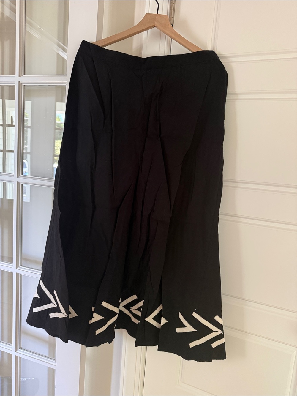 H&M Black A-Line Skirt with White Chevron Trim